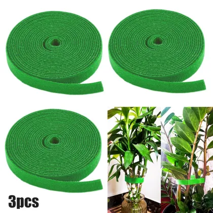 Green Garden Twine & Plant Ties - Nylon Bandages & Hooks for Bamboo Cane Support