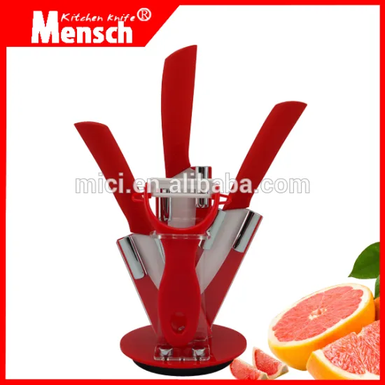 5pcs Brand New red color ceramic cookware chef knife set