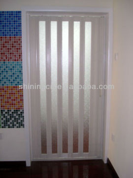 single PVC folding door with frosted glass