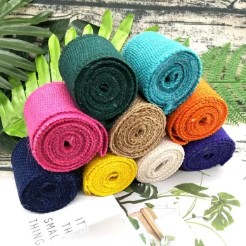 Natural Jute Burlap Roll - 100% Pure, 6 cm Width, 2 Meters Length: Perfect Wedding Party Gift Package Material