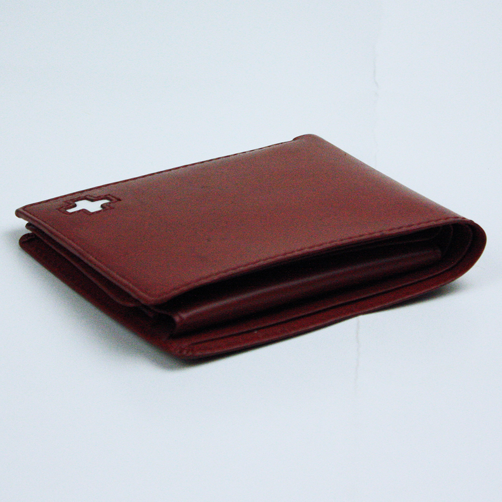 Burgundy volnerfleer heren pocket bi-fold portemonnee