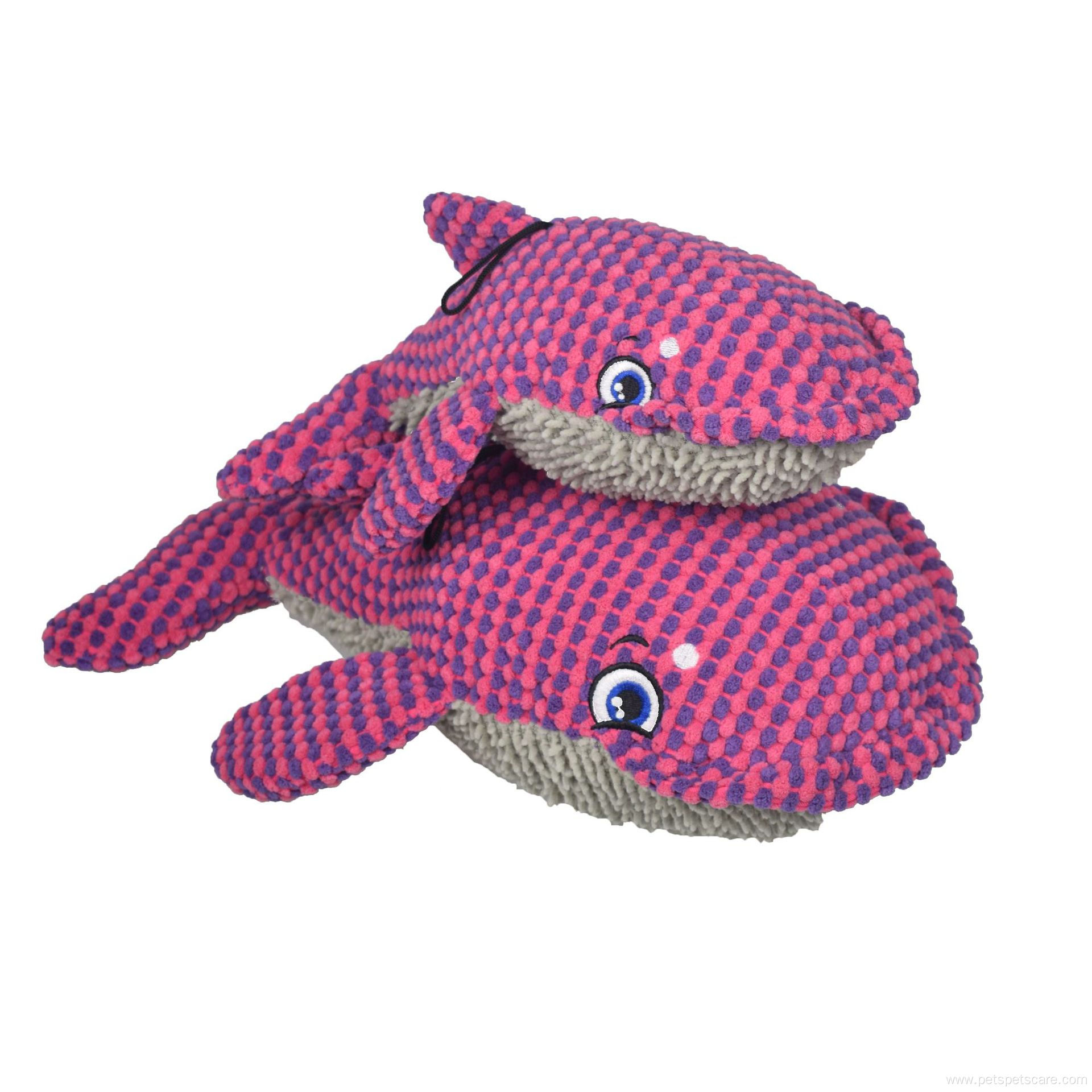 Interactive Two-color Whale Squeaky Plush Dog Toy