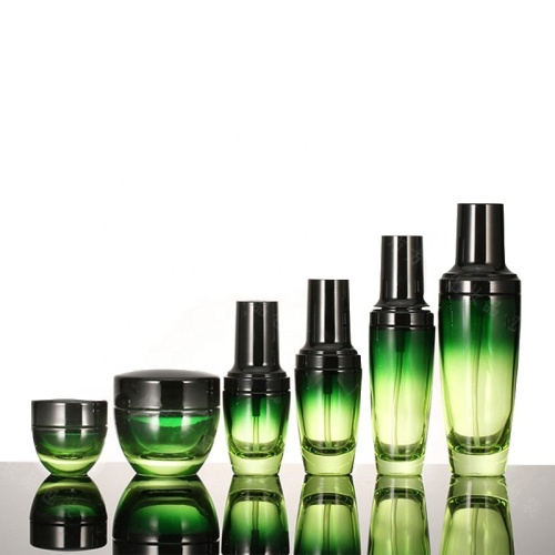 Round Clear Green Cosmetics Electroplating Glass Bottle Jars