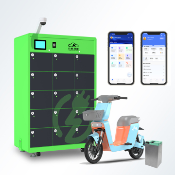Vibrant Green and Black 15-Slot Battery Swapping Stations