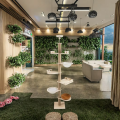 Premium Modern Luxury Eco-Friendly 4-Tier Wooden Cat Climbing Tower Scratching Post House Stable Base Large Furniture