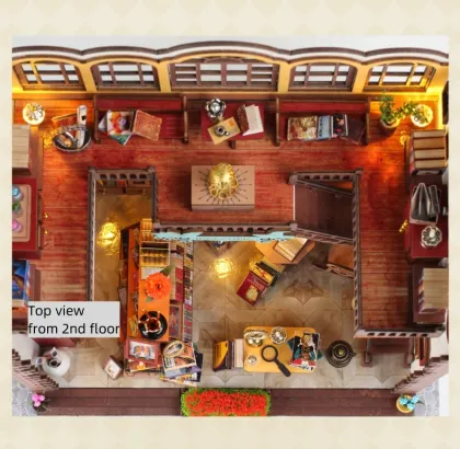 Nook Book 3D Wooden Puzzle Bookend DIY Miniature House Kit with LED Light