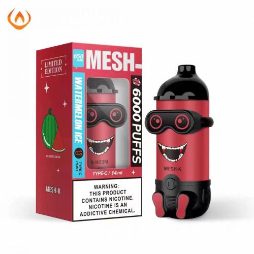 Mesh-Kは6000パフをヒットし、使い捨ての蒸気を吸います