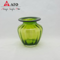 Vase de vidrio verde moderno adorno de mesa de flores secas