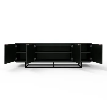 Modern Design Manufactured Wood Sideboard with Black Finish - Four Doors
