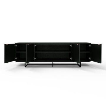 Modern Design Manufactured Wood Sideboard with Black Finish - Four Doors