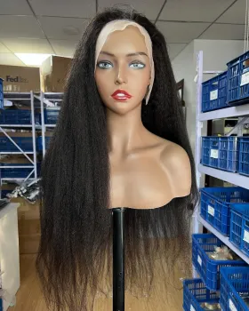 Cheap Kinky Straight Hair Lace Front Wig Raw Indian Human Hair Wigs For Black Women Cuticle Aligned Hair Remy Lace Wig Plucked