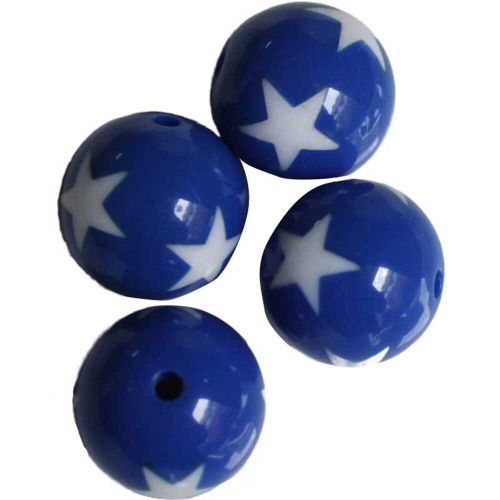 Μόδα 20mm Chunky Round Star Print Resin Beads για Chunky DIY Κοσμήματα