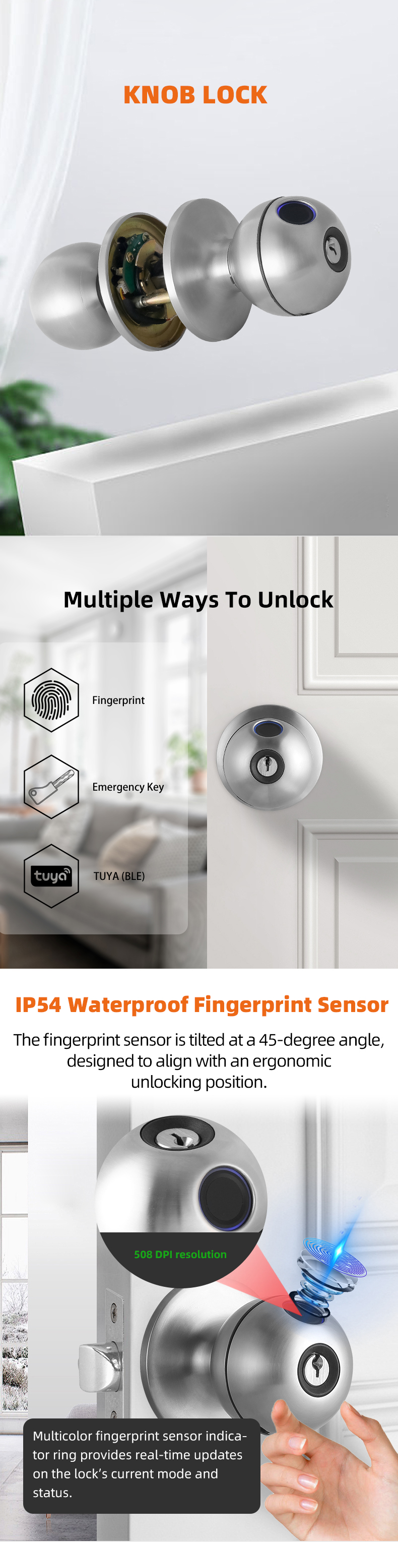 interior door knob with key lock