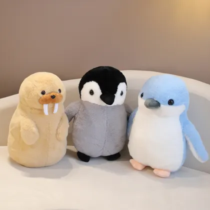 Cute Customizable Walrus and Penguin Plush Toys for Kids