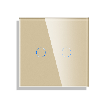 Bingoelec No Color Aging Big Size Wear Resistant Tempered Glass Switch Panel 2 Gang With Iron Frame