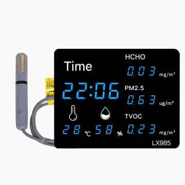 High Quality HCHO TVOC Air Quality Monitor with PM2.5 Detector, LED Blue Light, and Temperature-Humidity Sensor