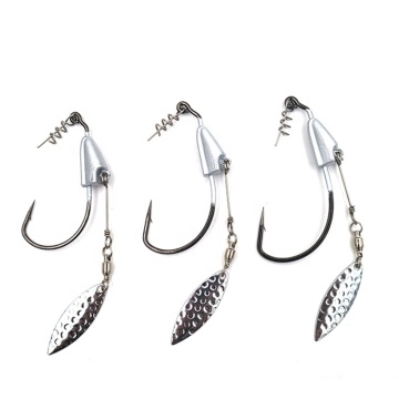 High Carbon Steel Barbed Crank Fishing Hooks with Lead for Soft Bait - 3/0#, 4/0#, 5/0#