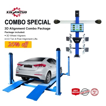 Xinjintuo Four Post Car Lift and 3D Four Wheel Alignment Machine Full Set