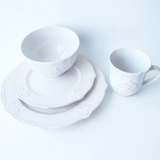 Simple style Emboss Blue Dinnerware Set