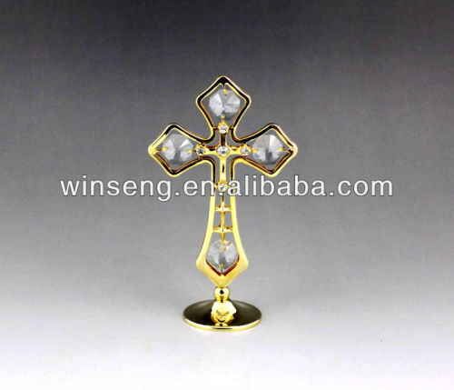24K Gold Plated Cross Stand for decoration with crystals from swarovski