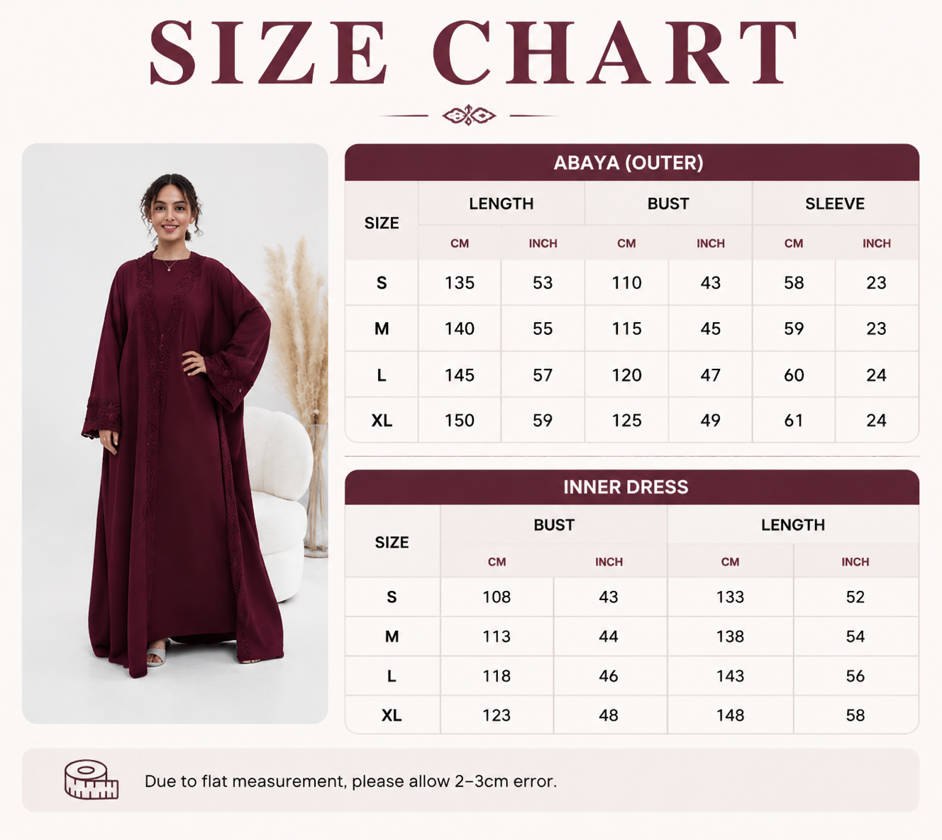 Beaded Open Abaya With Inner Dress Front View