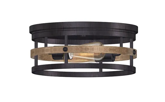 Vintage Style Wood Accent Flush Mount Lighting