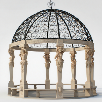 Luxury Marble Gazebo adorned with Caryatid Columns