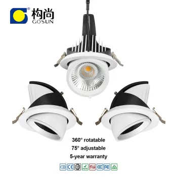 Universal Rotatable Wall Washer Recessed LED Gimballed Downlight (20W, 15/24/40/60° Beam Angle) for Shop, Mall, Hotel