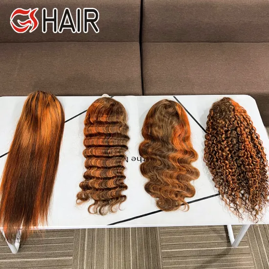GS Brazilian Colored 4/350 Ginger 13x4 Lace Frontal Wig - Wholesale Curly Water Wave Human Hair