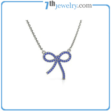 2014 Children Jewelry Cute Design Bowknot Shape Micro Paved Necklace for Kids