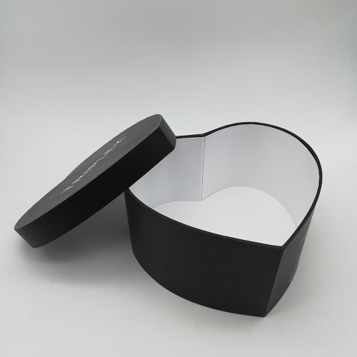 Custom Heart Flower Paper Black Gift Box