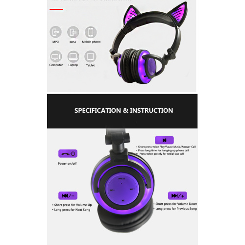 Headphone nirkabel tipe baru dengan lampu LED