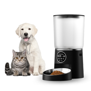 Alimentador automático de mascotas en blanco y negro para perros y gatos