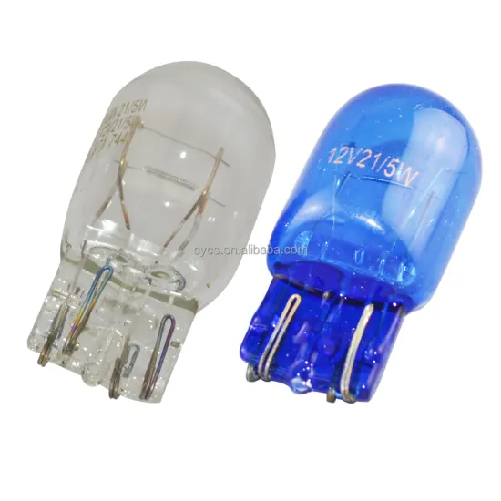 7443 W21/5W Super White Clear Light T20 Natural Blue Glass Replacement Car Light Bulb