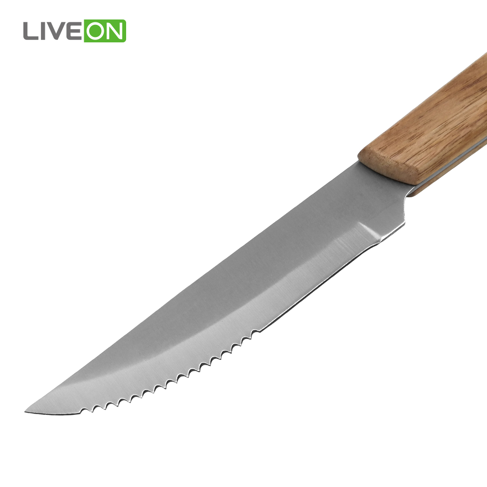 Coltello da bistecca con manico in legno 4 pezzi