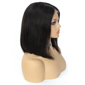 Wholesale Silky Straight Peruvian Virgin Human Hair Blunt Cut Bob Wigs Brazilian Virgin Hair Bob Lace Frontal Wig