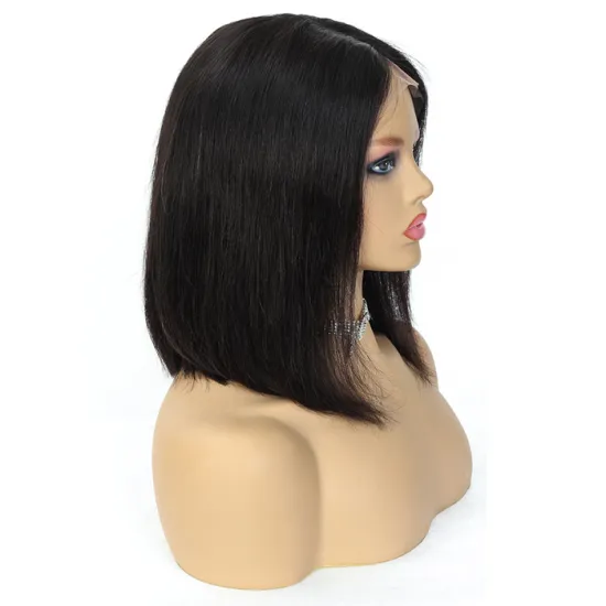 Wholesale Silky Straight Peruvian Virgin Human Hair Blunt Cut Bob Wigs Brazilian Virgin Hair Bob Lace Frontal Wig