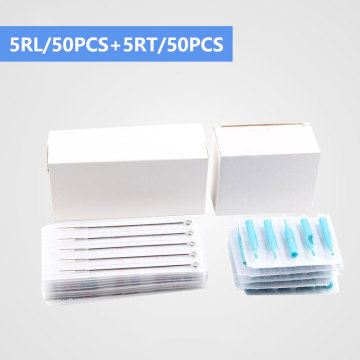 (5RL+5RT) 50 PCS Disposable Sterile Tattoo Needle+50PCS Blue Disposable Tattoo tips Free shipping tattoo needle product