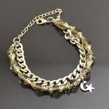 Crystal clear shinning champagne color fashion insider exclusive metal bracelets