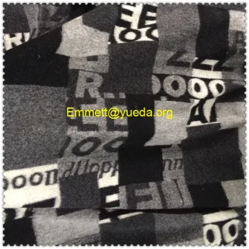 egnlish letters words patchwork jacquard design pint pattern boiled wool knit fabric