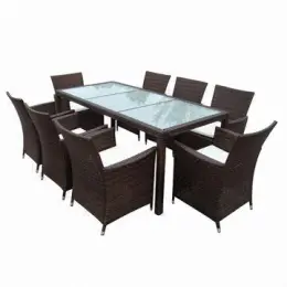 9-piece rattan/wicker dining table chair