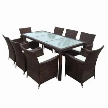 9-piece rattan/wicker dining table chair