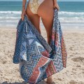 quick drying microfiber waffle printed beach towel