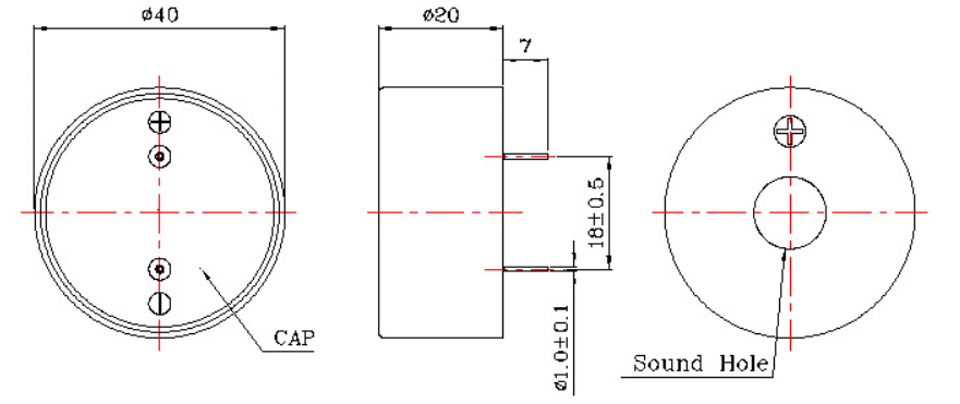 40x20mm Piezoelectric Trasducer Buzzer 1-30V