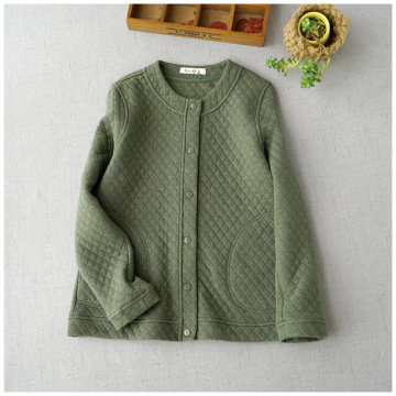 100% Cotton Knitted Women's Quilted Short Coat
