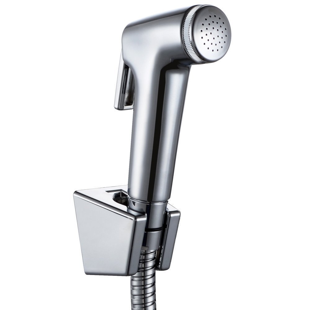 Chrome Hand Bidet Sprayer Phòng tắm Súng phun nước Toàn bộ bằng đồng thau Toilet Shattaf Bộ phun Vòi hoa sen Hồi giáo có ống