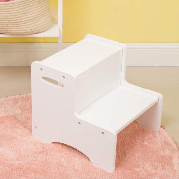 Wooden Dual Height Step Stool with Handles for Bathroom or Kitchen Safety