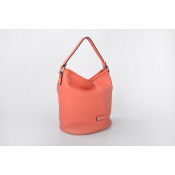 New Promotion Simple Style Red Leather Bucket Bag