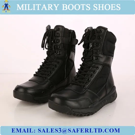 Genuine leather cemented rubber sole army boots military