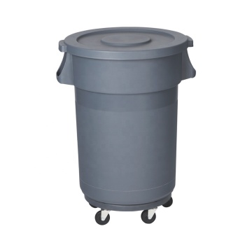 32 Gallon Round Trash Can with Lid and 5-Wheel Caster